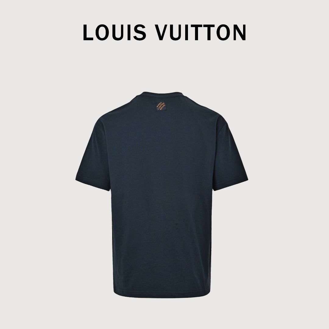 Louis Vuitton LV Denim-Fabric Letter Logo Short-Sleeve T-Shirt Black
