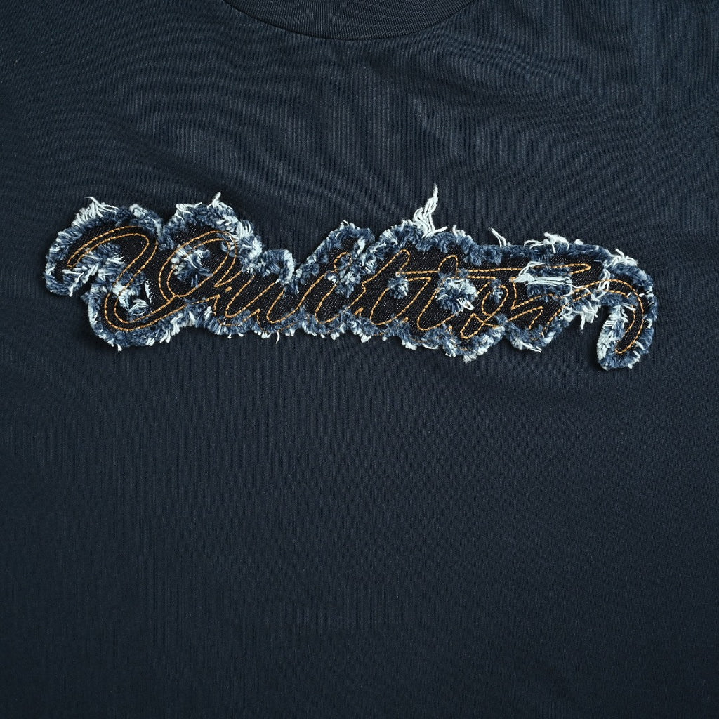 Louis Vuitton LV Denim-Fabric Letter Logo Short-Sleeve T-Shirt Black