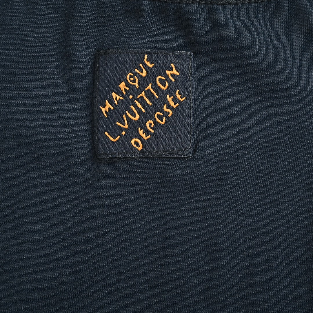 Louis Vuitton LV Denim-Fabric Letter Logo Short-Sleeve T-Shirt Black