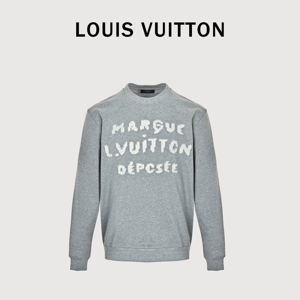 Louis Vuitton 26FW LV Marque Déposée Embroidered Crew-Neck Sweatshirt Grey Marl