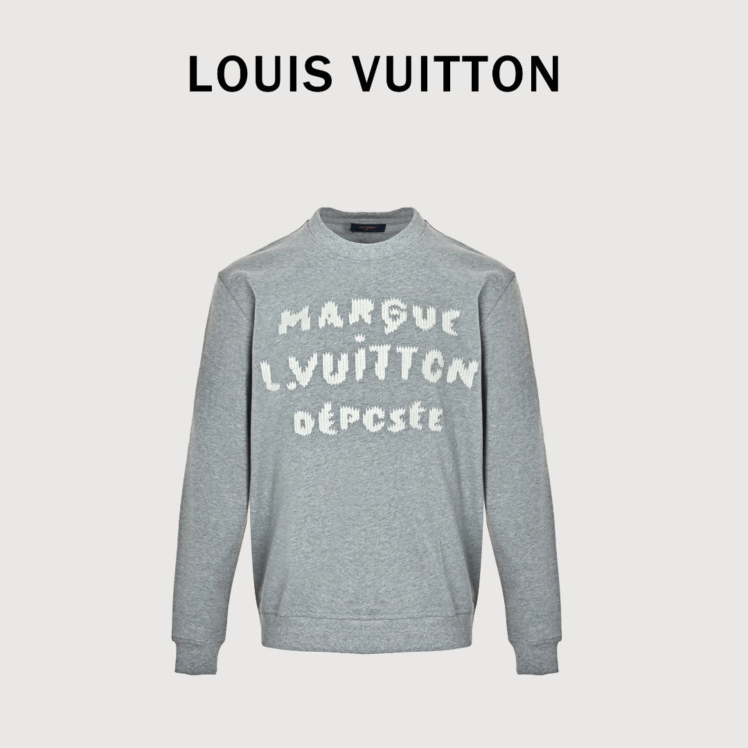 Louis Vuitton 26FW LV Marque Déposée Embroidered Crew-Neck Sweatshirt Grey Marl