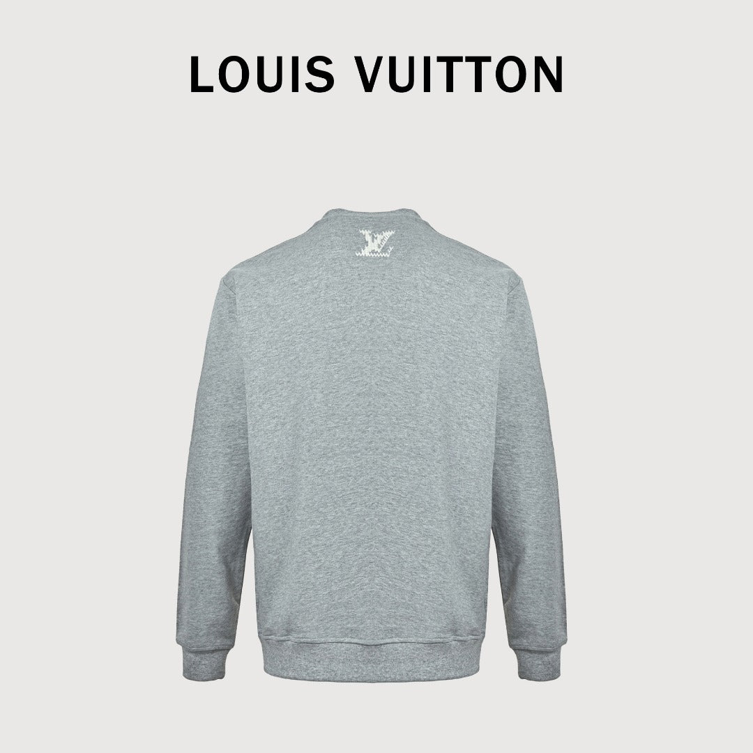 Louis Vuitton 26FW LV Marque Déposée Embroidered Crew-Neck Sweatshirt Grey Marl