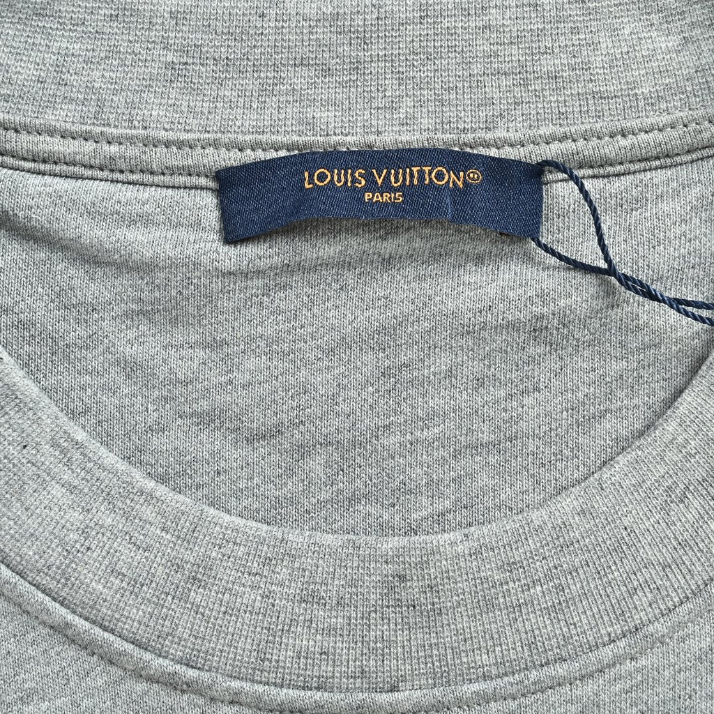 Louis Vuitton 26FW LV Marque Déposée Embroidered Crew-Neck Sweatshirt Grey Marl