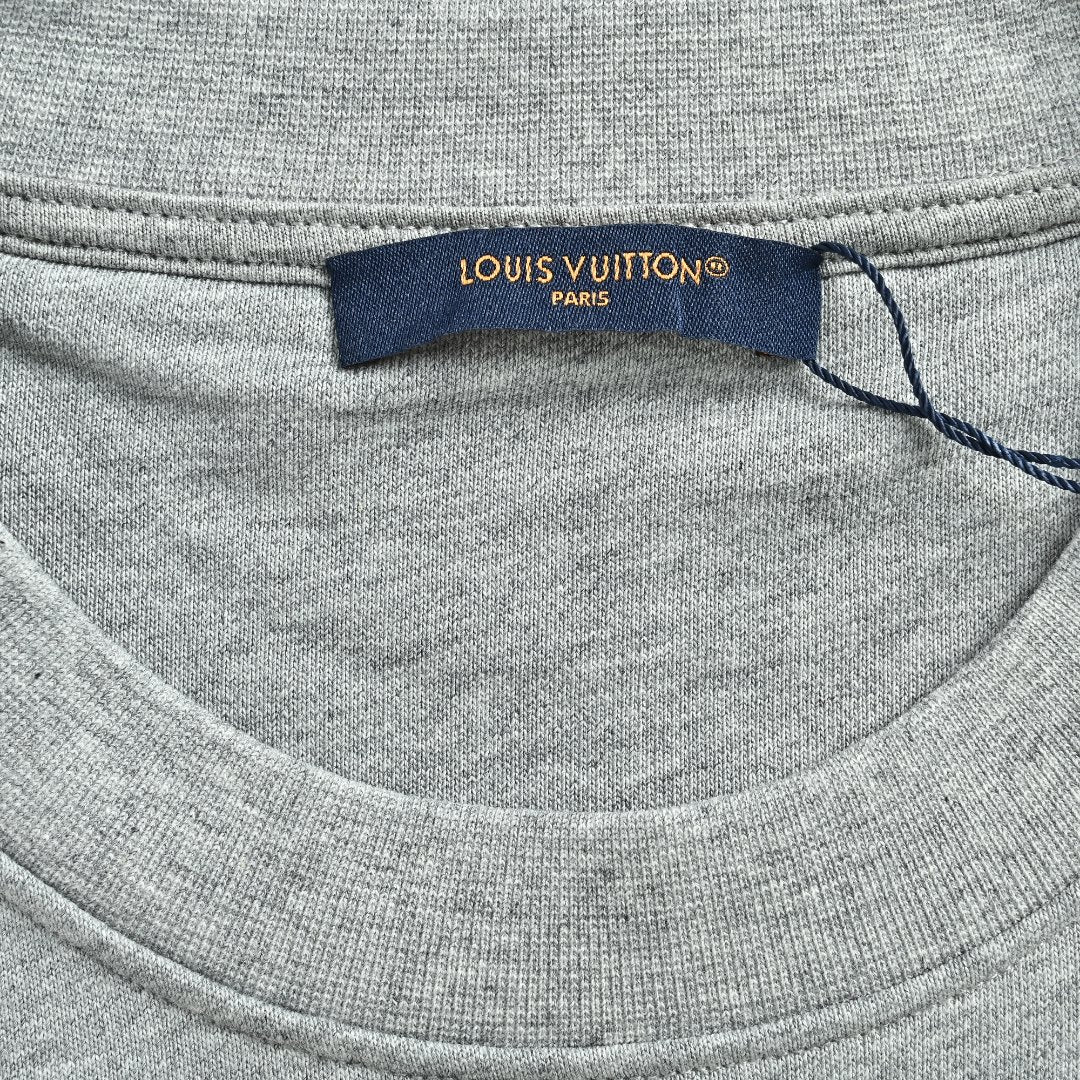 Louis Vuitton 26FW LV Marque Déposée Embroidered Crew-Neck Sweatshirt Grey Marl
