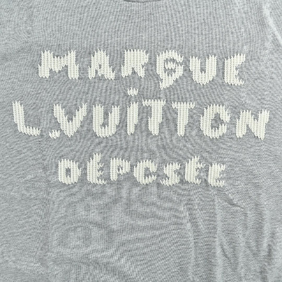 Louis Vuitton 26FW LV Marque Déposée Embroidered Crew-Neck Sweatshirt Grey Marl