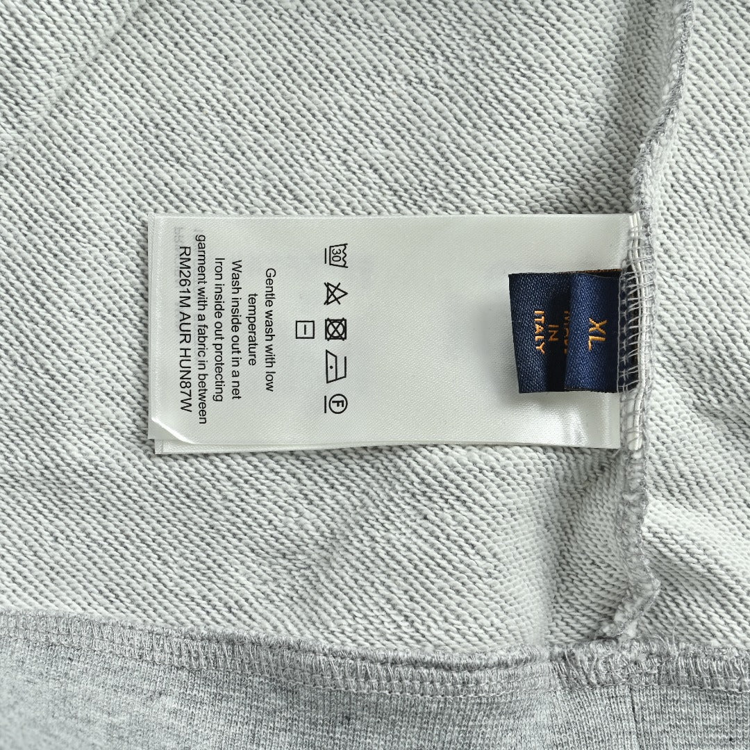 Louis Vuitton 26FW LV Marque Déposée Embroidered Crew-Neck Sweatshirt Grey Marl