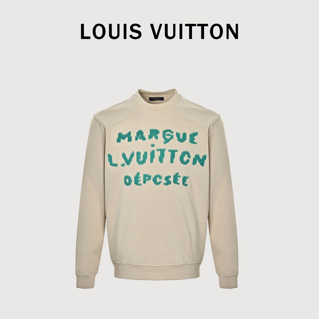 Louis Vuitton 26FW LV Marque Déposée Embroidered Crew-Neck Sweatshirt Cream