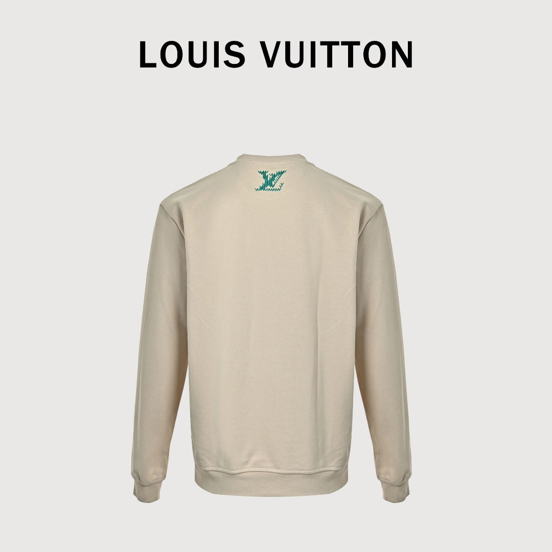 Louis Vuitton 26FW LV Marque Déposée Embroidered Crew-Neck Sweatshirt Cream