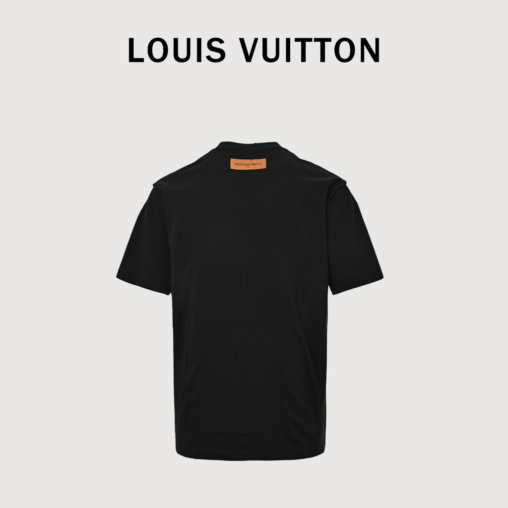 Louis Vuitton LV Star-Burst Mini Logo Embroidered Short-Sleeve T-Shirt Black
