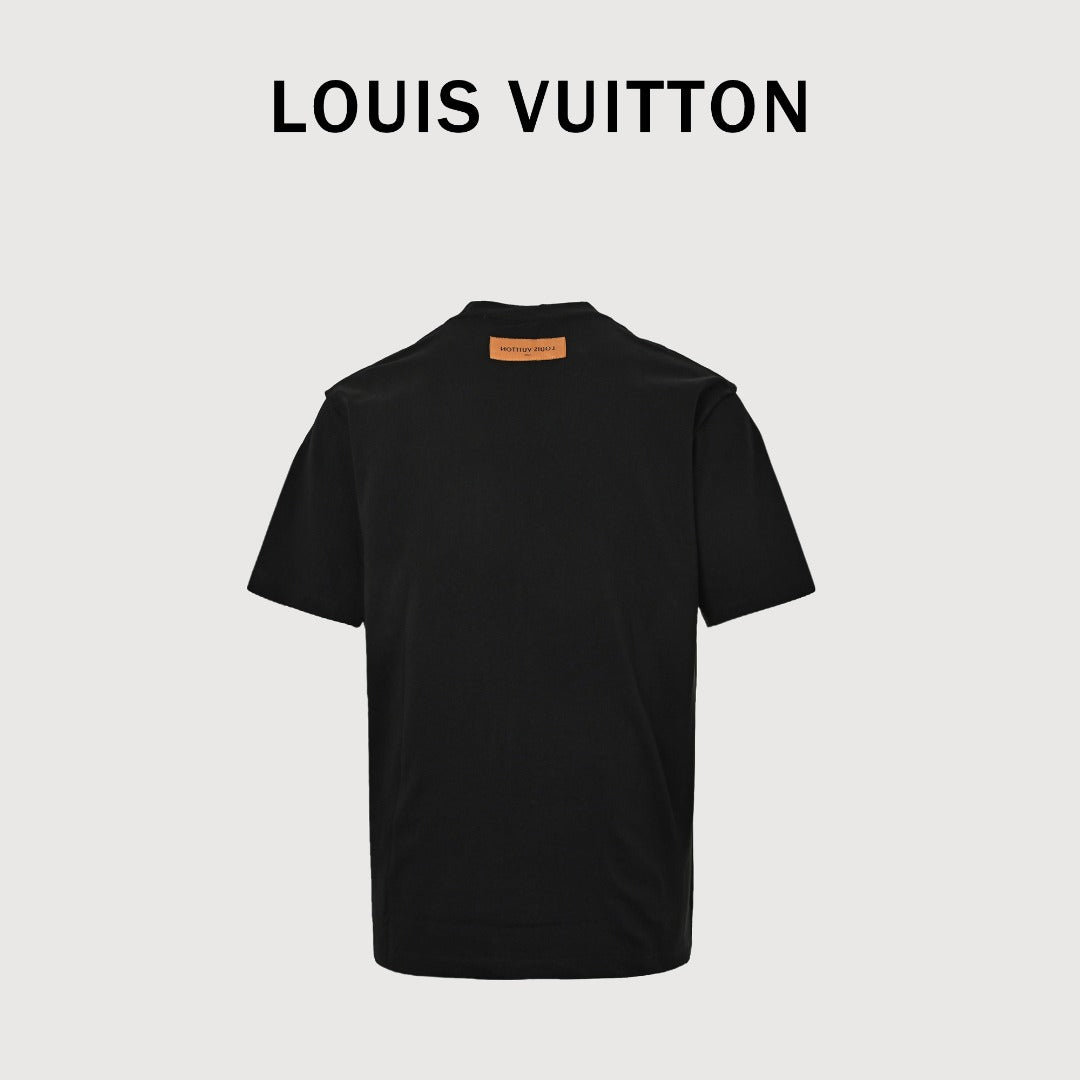 Louis Vuitton LV Star-Burst Mini Logo Embroidered Short-Sleeve T-Shirt Black
