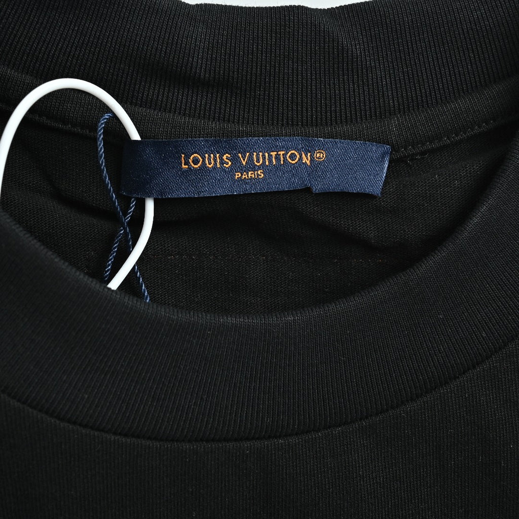 Louis Vuitton LV Star-Burst Mini Logo Embroidered Short-Sleeve T-Shirt Black