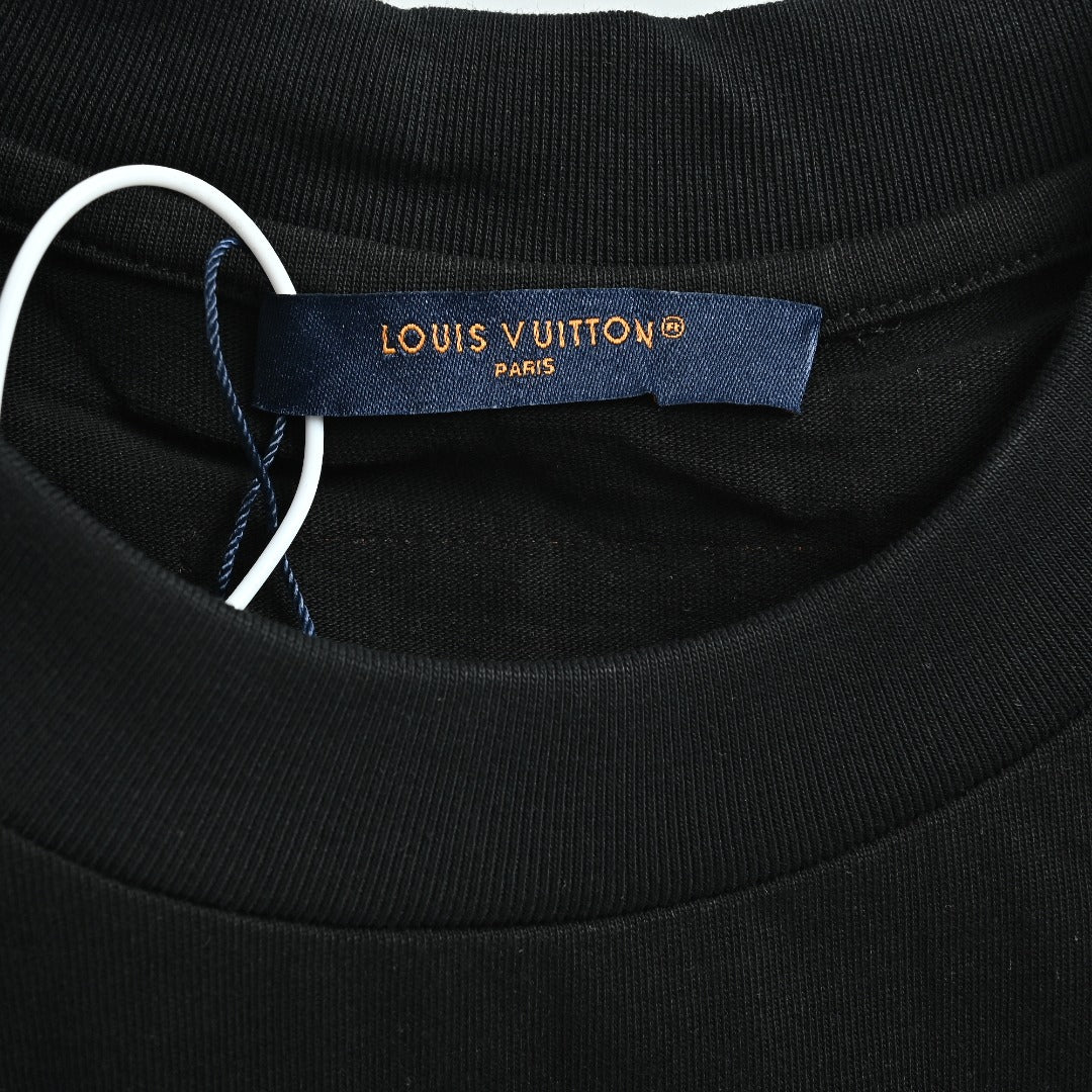 Louis Vuitton LV Star-Burst Mini Logo Embroidered Short-Sleeve T-Shirt Black