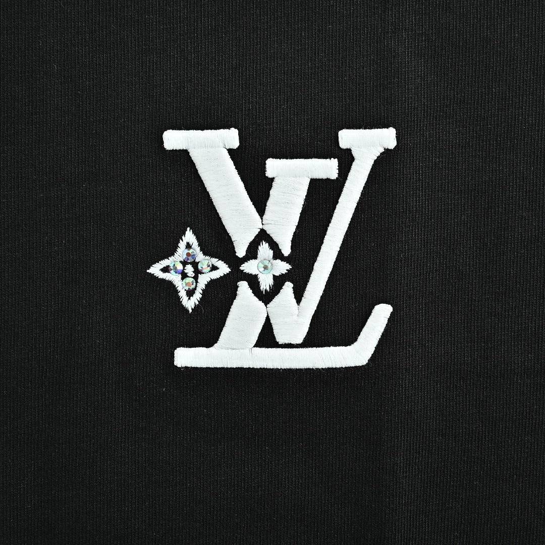 Louis Vuitton LV Star-Burst Mini Logo Embroidered Short-Sleeve T-Shirt Black