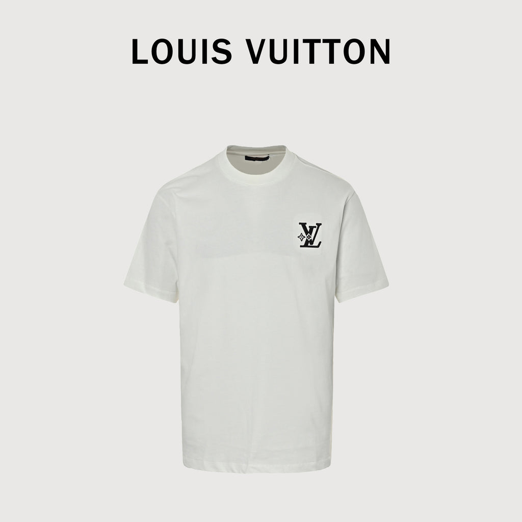 Louis Vuitton LV Star-Burst Mini Logo Embroidered Short-Sleeve T-Shirt White