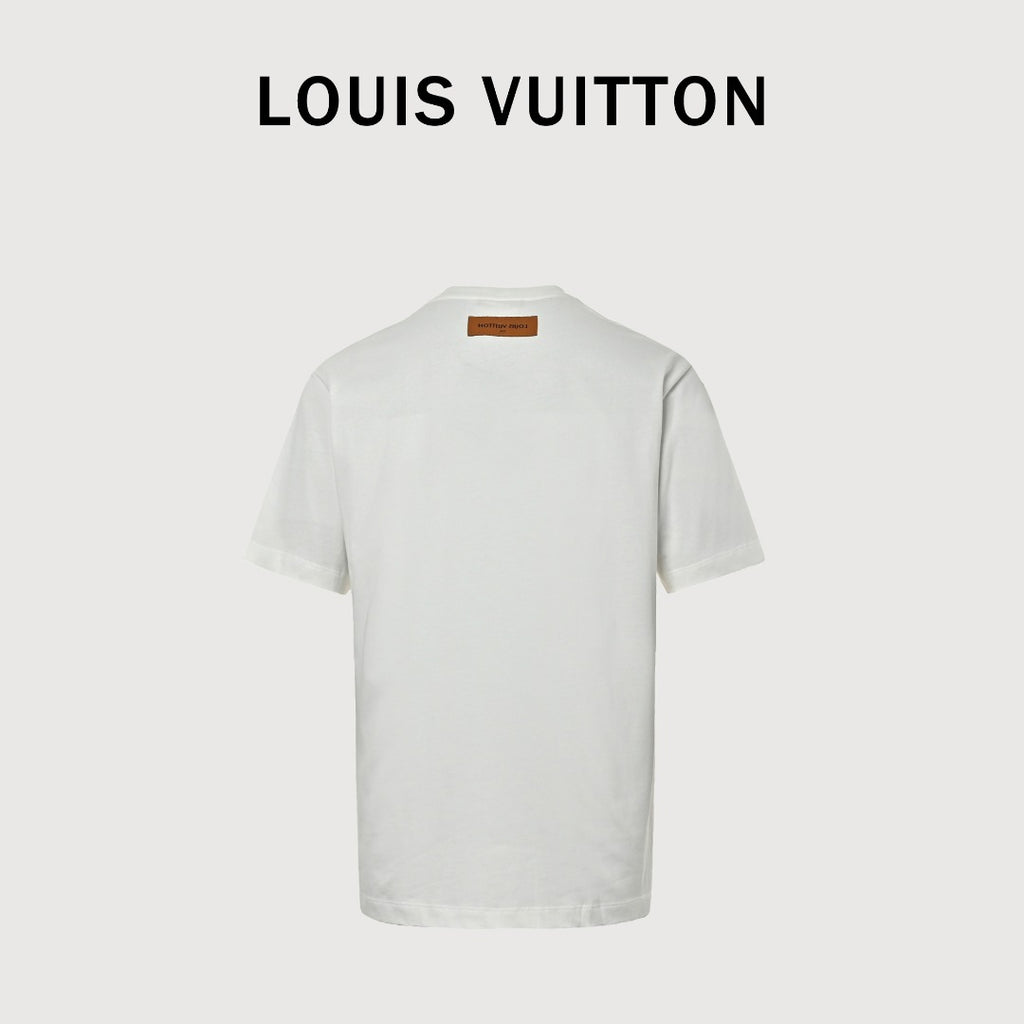 Louis Vuitton LV Star-Burst Mini Logo Embroidered Short-Sleeve T-Shirt White