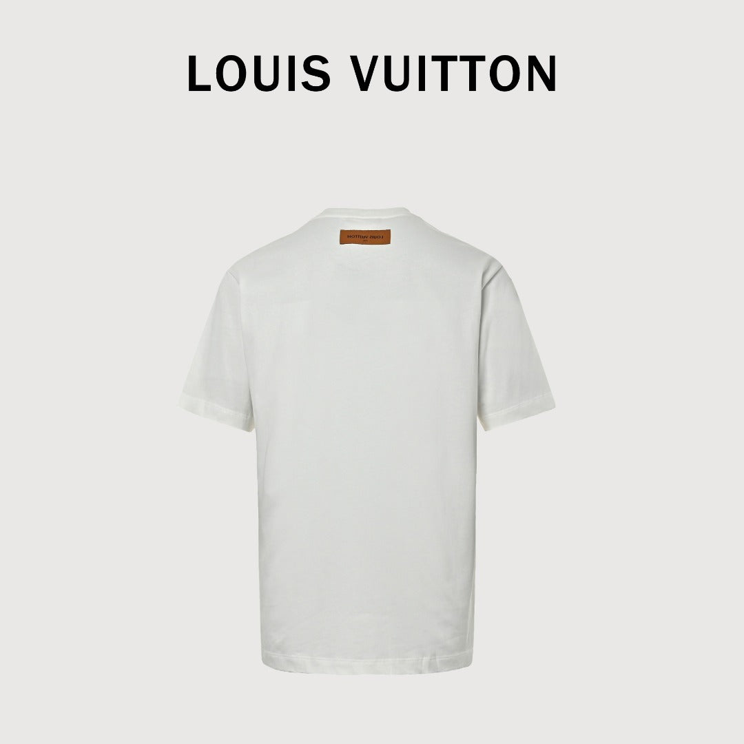 Louis Vuitton LV Star-Burst Mini Logo Embroidered Short-Sleeve T-Shirt White