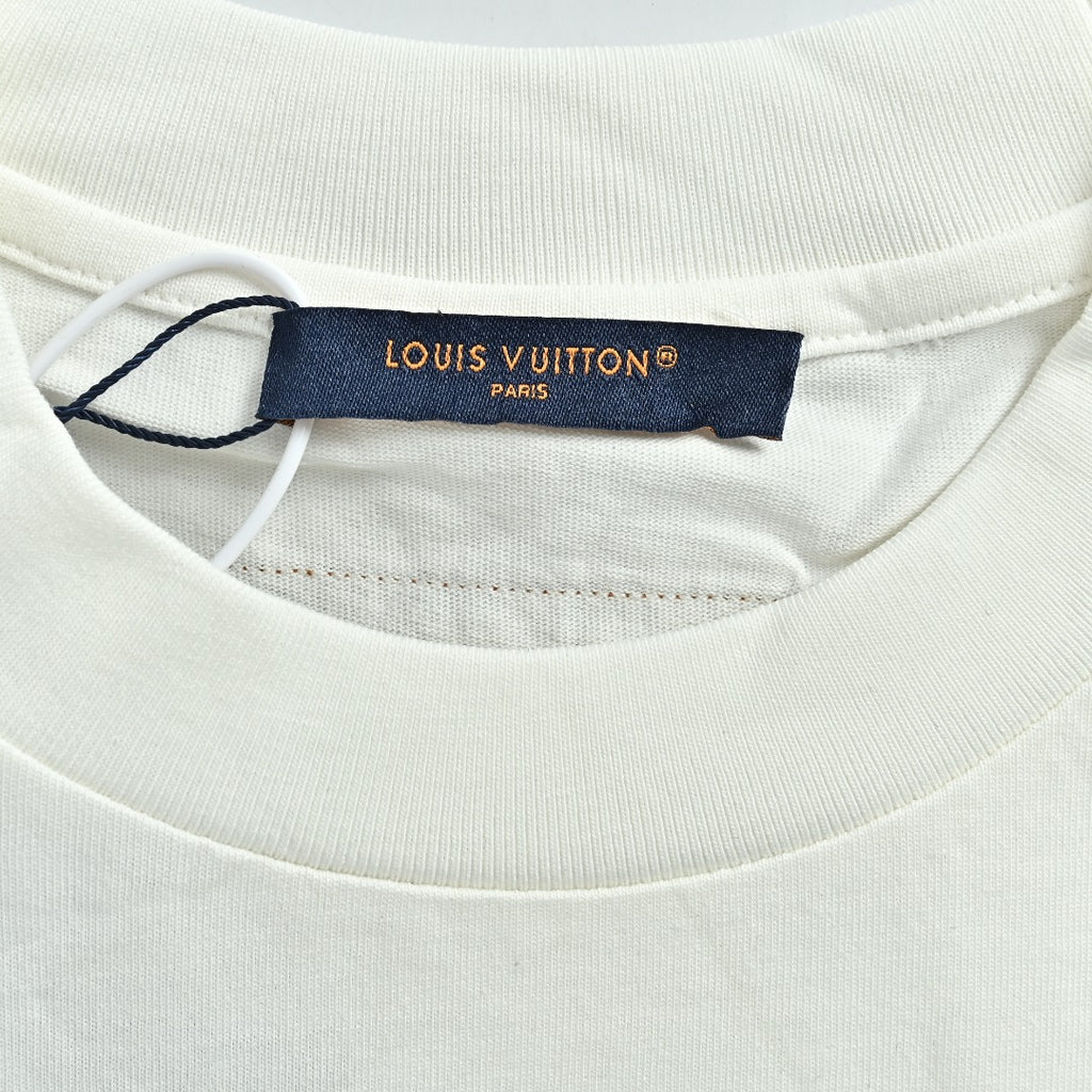 Louis Vuitton LV Star-Burst Mini Logo Embroidered Short-Sleeve T-Shirt White