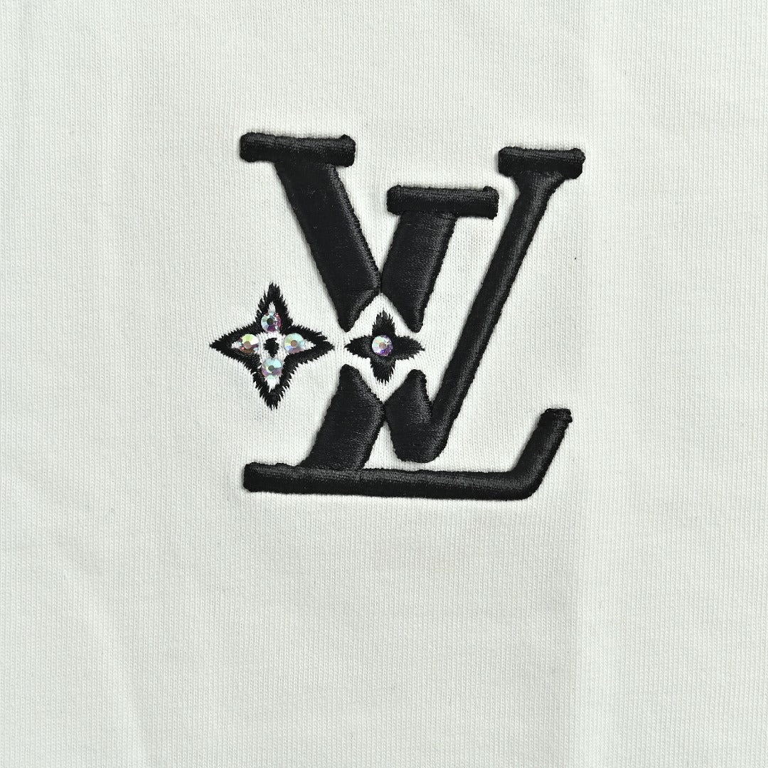 Louis Vuitton LV Star-Burst Mini Logo Embroidered Short-Sleeve T-Shirt White