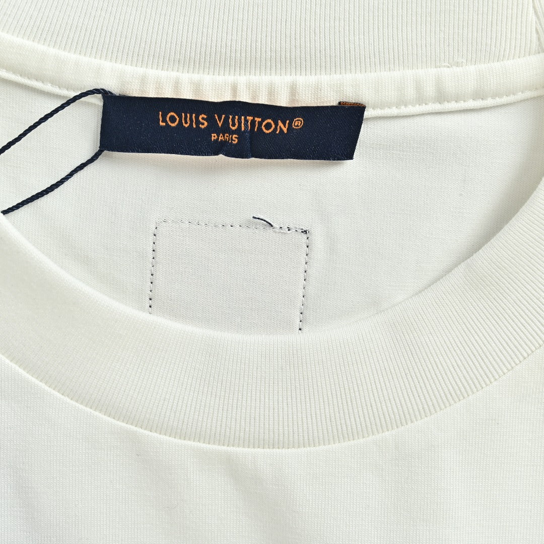 Louis Vuitton LV Ice-Blue Crystal 3D Monogram Short-Sleeve T-Shirt White