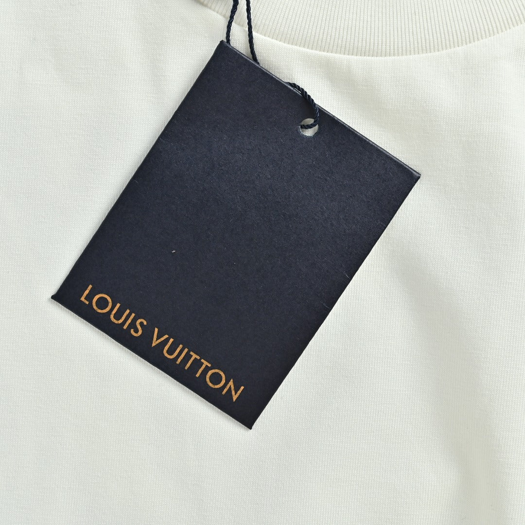 Louis Vuitton LV Ice-Blue Crystal 3D Monogram Short-Sleeve T-Shirt White