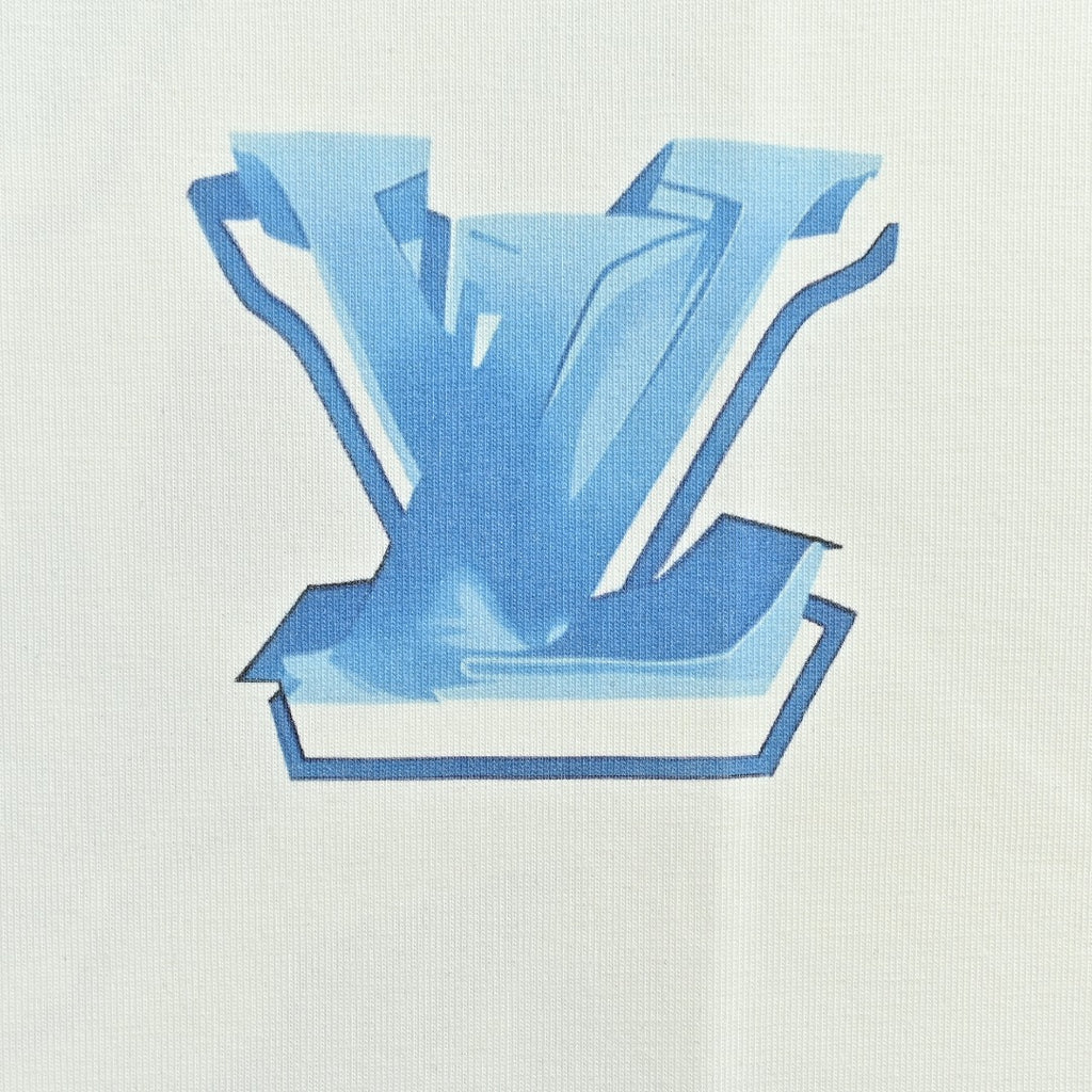 Louis Vuitton LV Ice-Blue Crystal 3D Monogram Short-Sleeve T-Shirt White