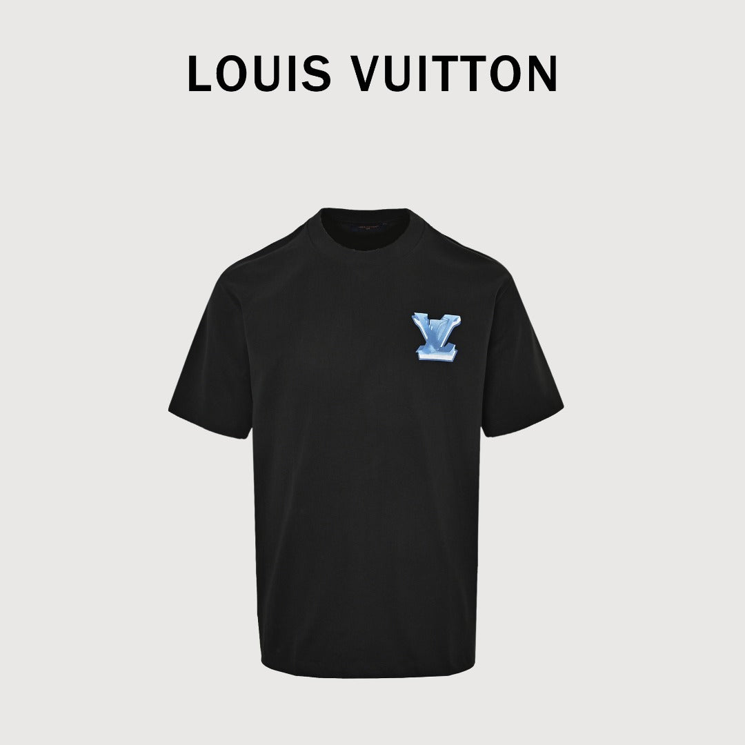Louis Vuitton Ice Blue Crystal 3D LV Monogram Short-Sleeve T-Shirt