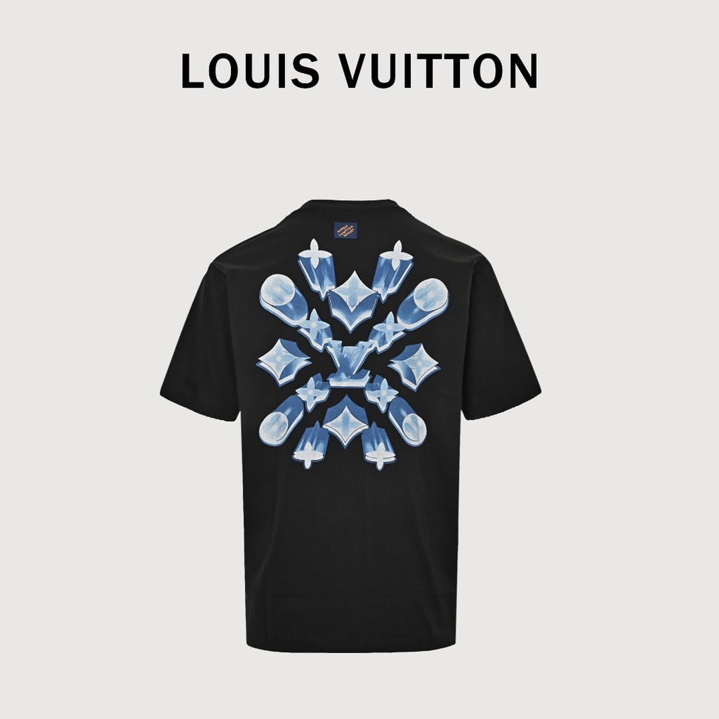 Louis Vuitton Ice Blue Crystal 3D LV Monogram Short-Sleeve T-Shirt