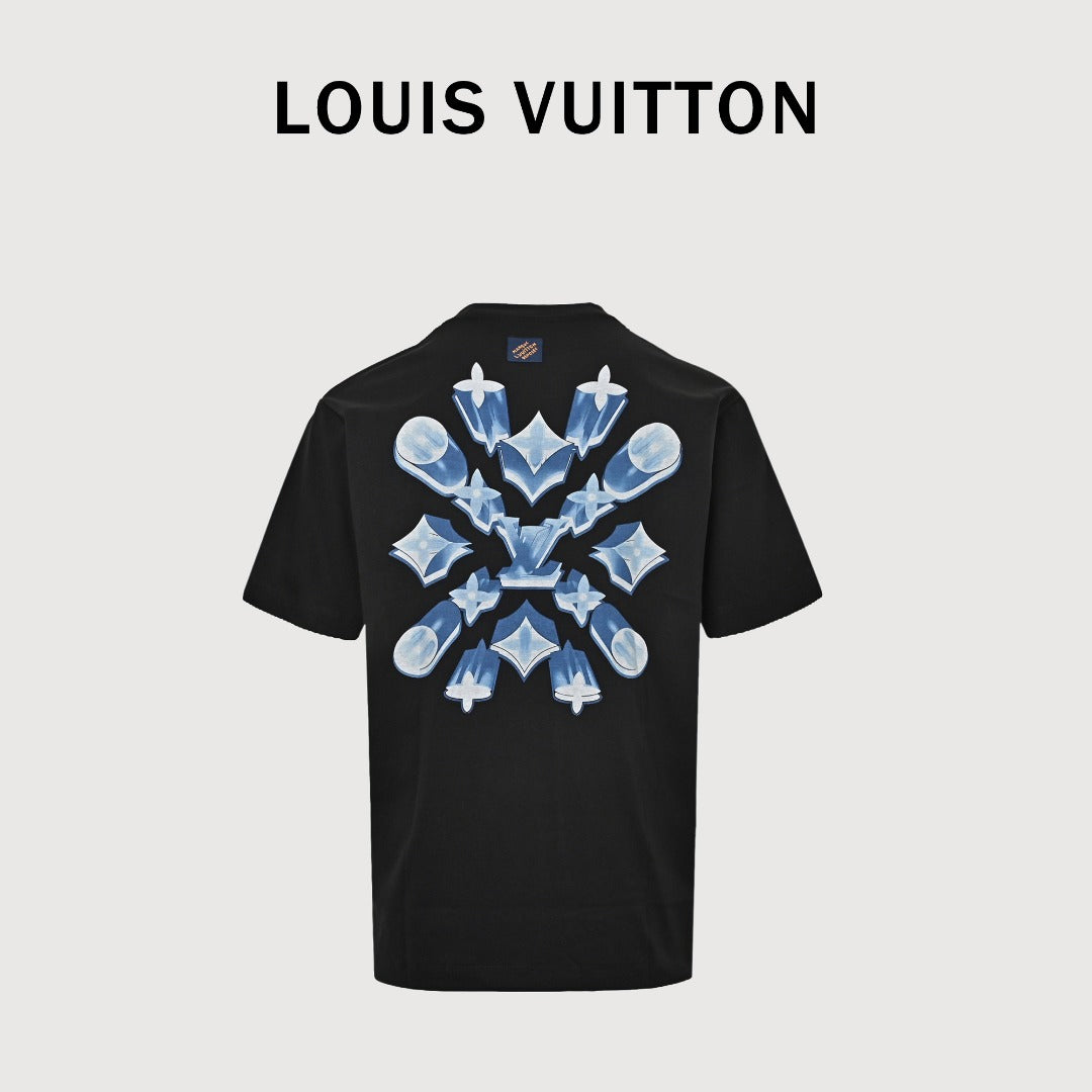 Louis Vuitton Ice Blue Crystal 3D LV Monogram Short-Sleeve T-Shirt