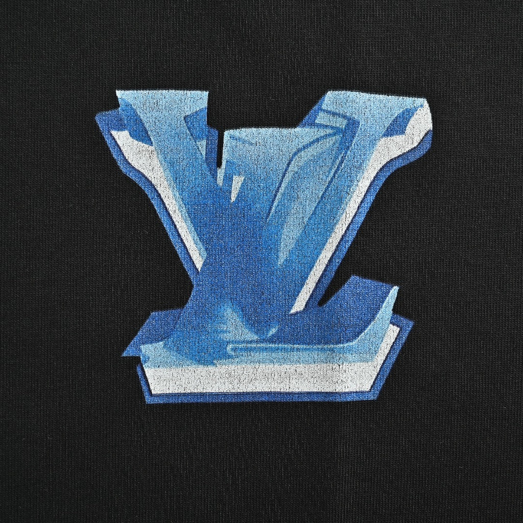 Louis Vuitton Ice Blue Crystal 3D LV Monogram Short-Sleeve T-Shirt