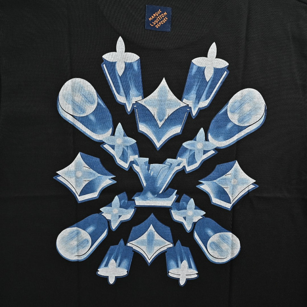 Louis Vuitton Ice Blue Crystal 3D LV Monogram Short-Sleeve T-Shirt
