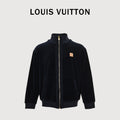 Louis Vuitton LV Leather Badge Velvet Track Jacket with Zip Pockets