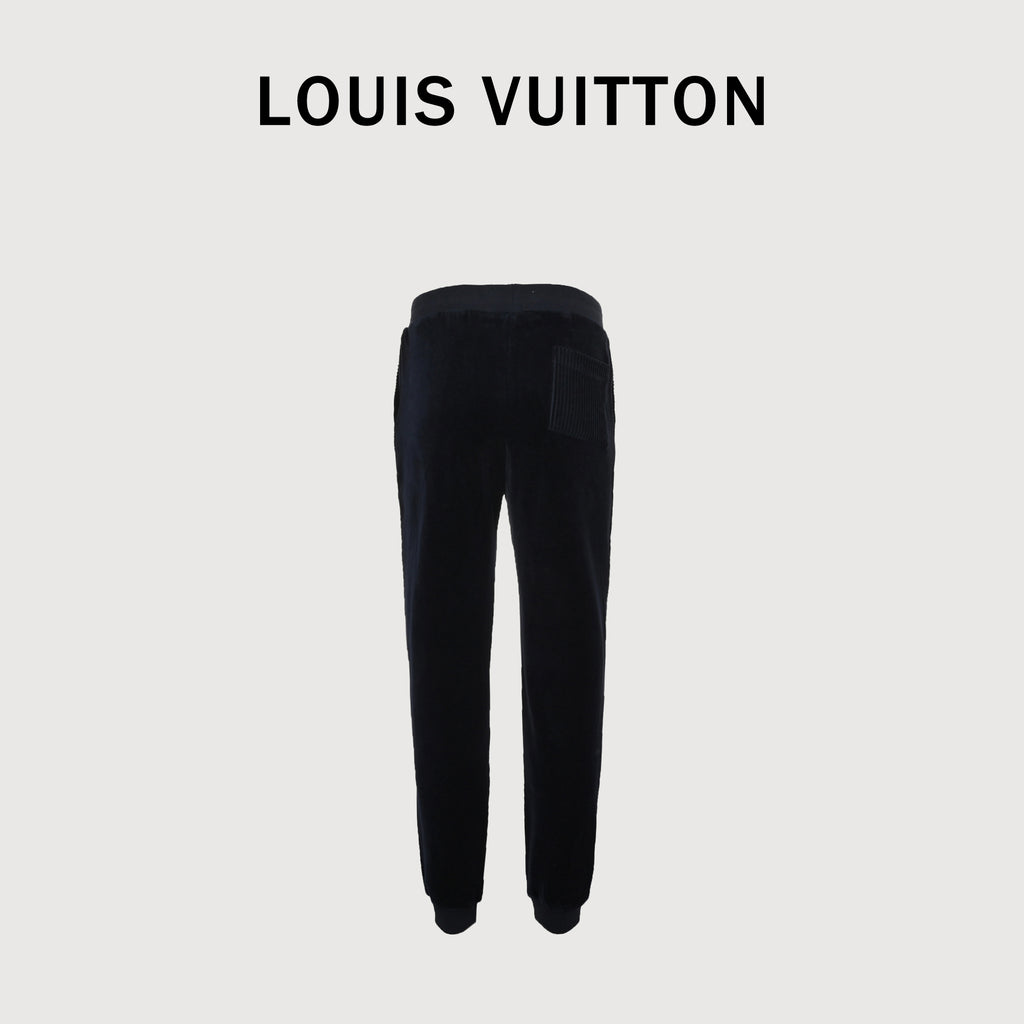 Louis Vuitton LV Leather Badge Velvet Track Pants