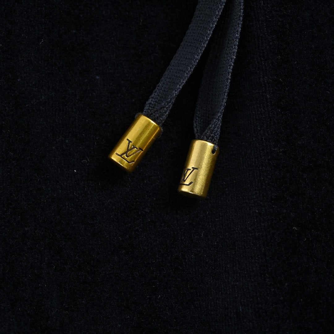 Louis Vuitton LV Leather Badge Velvet Track Pants