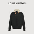 Louis Vuitton LV Shearling Collar Leather-Buckle Cashmere Wool Blend Drawstring Jacket