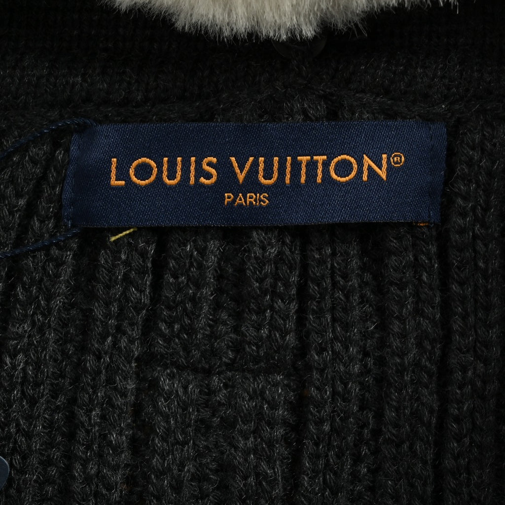 Louis Vuitton LV Shearling Collar Leather-Buckle Cashmere Wool Blend Drawstring Jacket