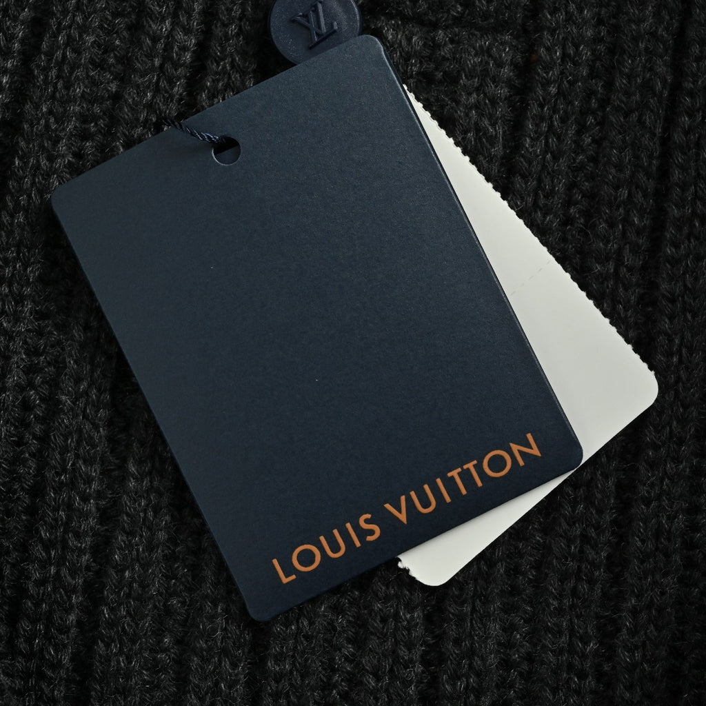 Louis Vuitton LV Shearling Collar Leather-Buckle Cashmere Wool Blend Drawstring Jacket