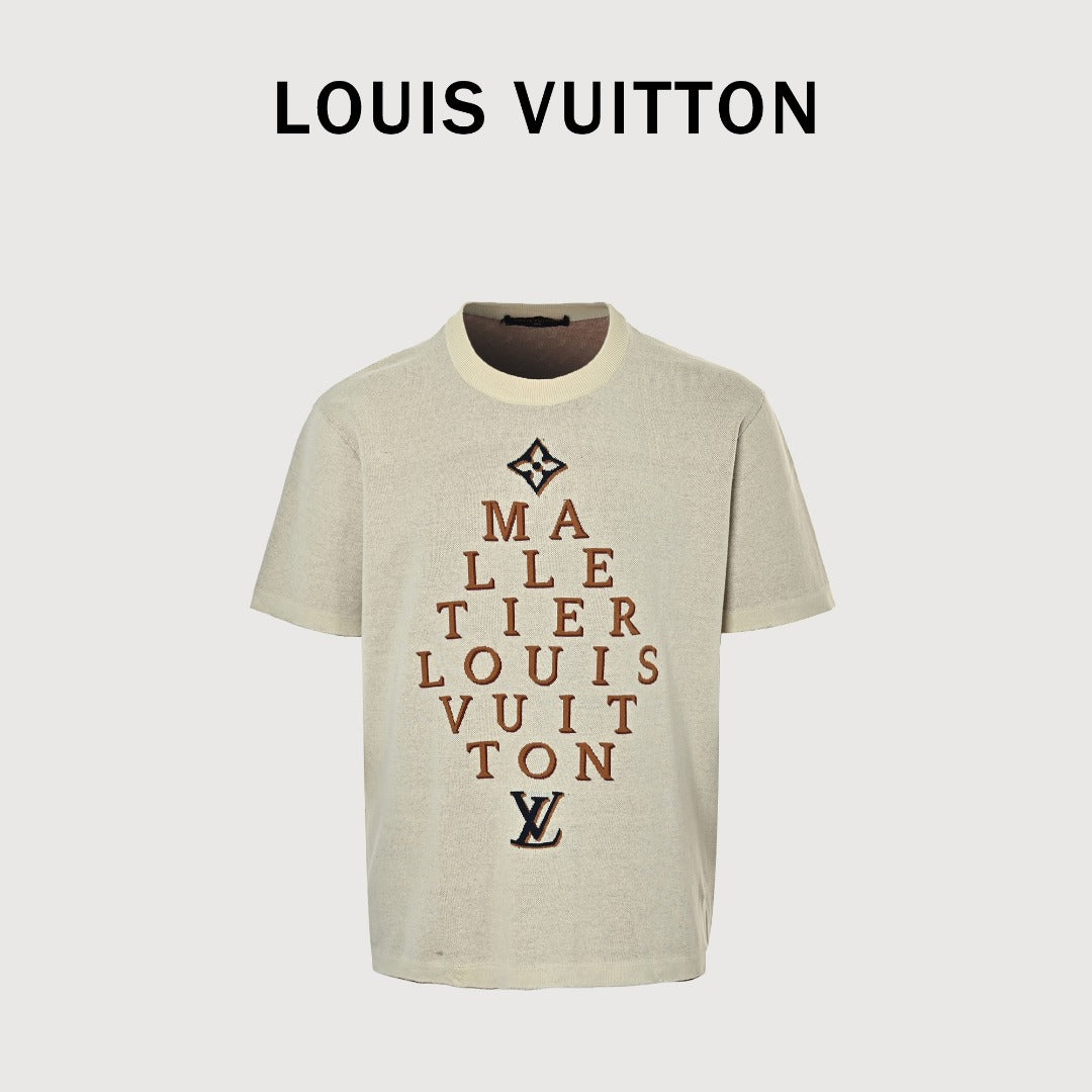 Louis Vuitton LV Maison Jacquard Lettering Knit Short-Sleeve T-Shirt