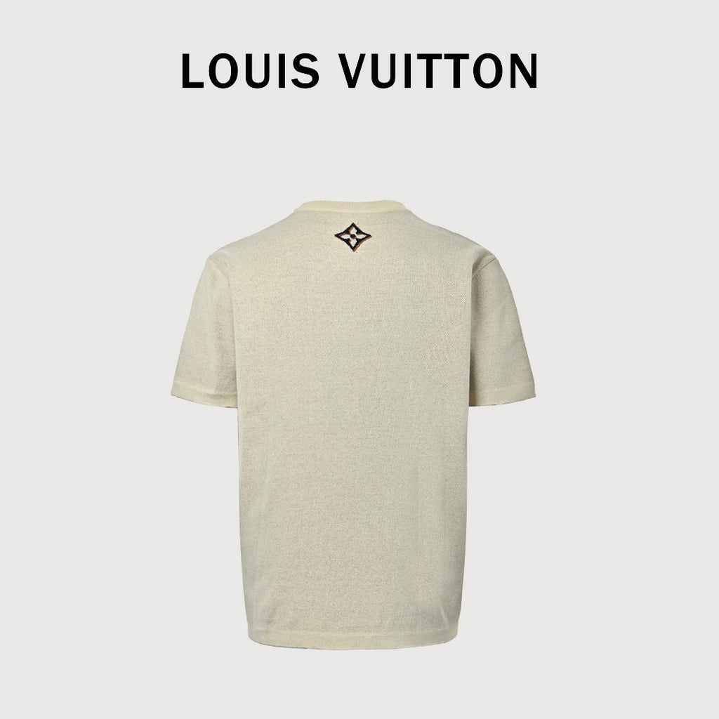 Louis Vuitton LV Maison Jacquard Lettering Knit Short-Sleeve T-Shirt