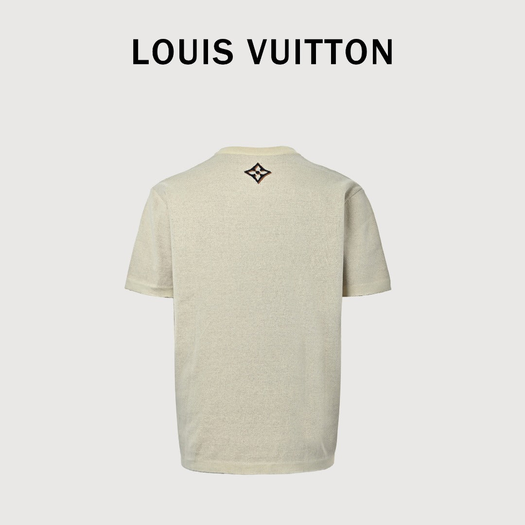 Louis Vuitton LV Maison Jacquard Lettering Knit Short-Sleeve T-Shirt