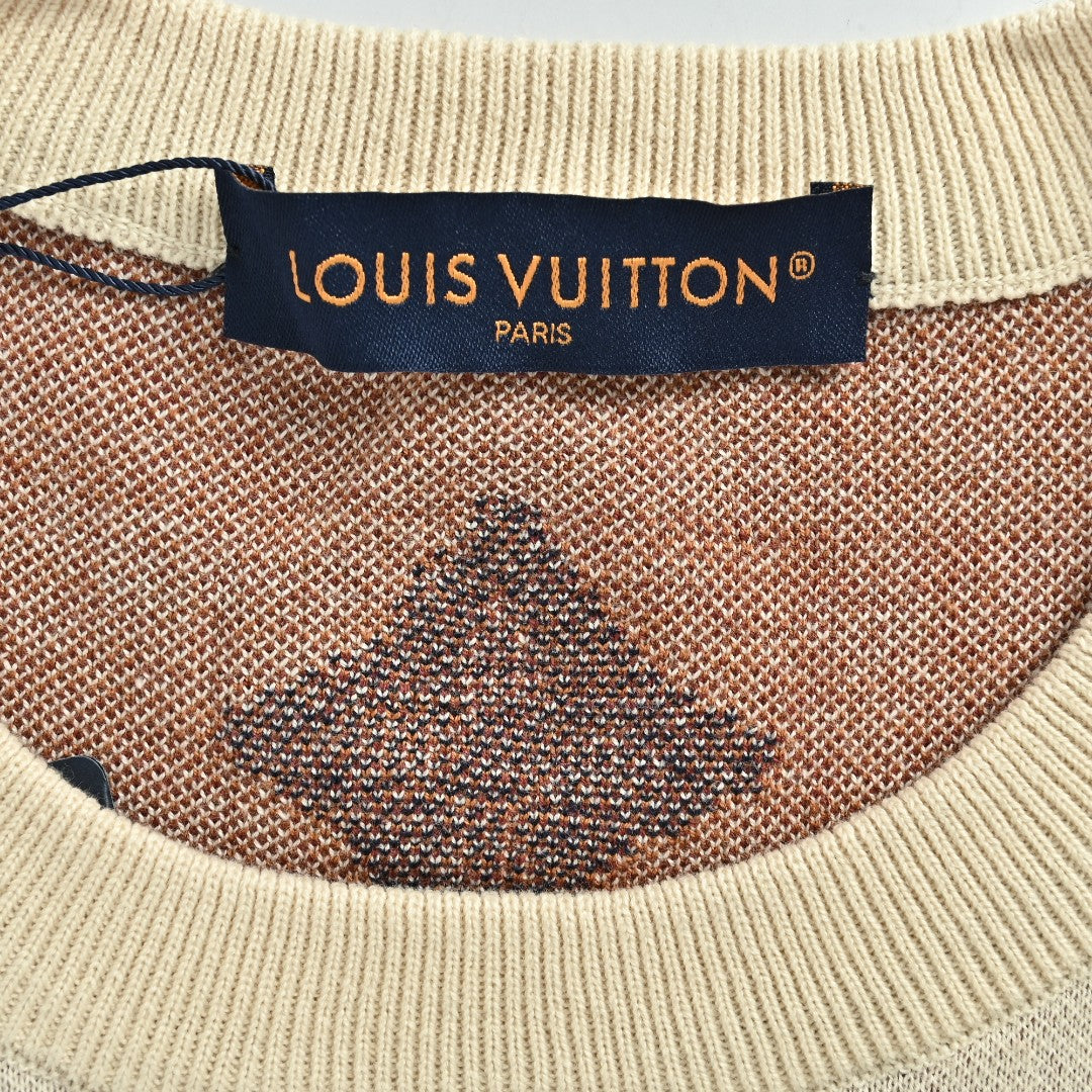 Louis Vuitton LV Maison Jacquard Lettering Knit Short-Sleeve T-Shirt