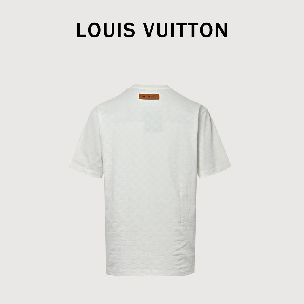 Louis Vuitton LV Damier Shadow Jacquard LV Lovers Appliqué Pocket Short-Sleeve T-Shirt