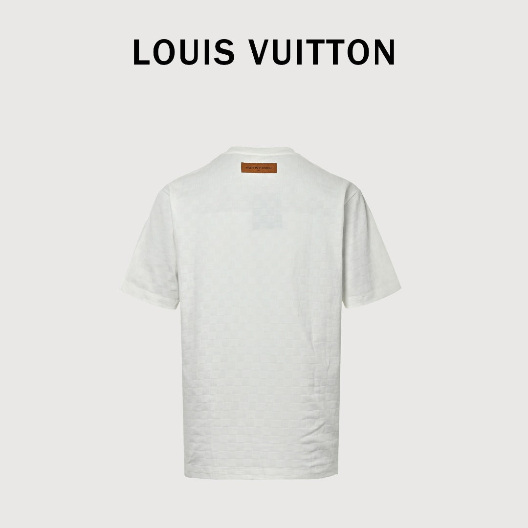 Louis Vuitton LV Damier Shadow Jacquard LV Lovers Appliqué Pocket Short-Sleeve T-Shirt