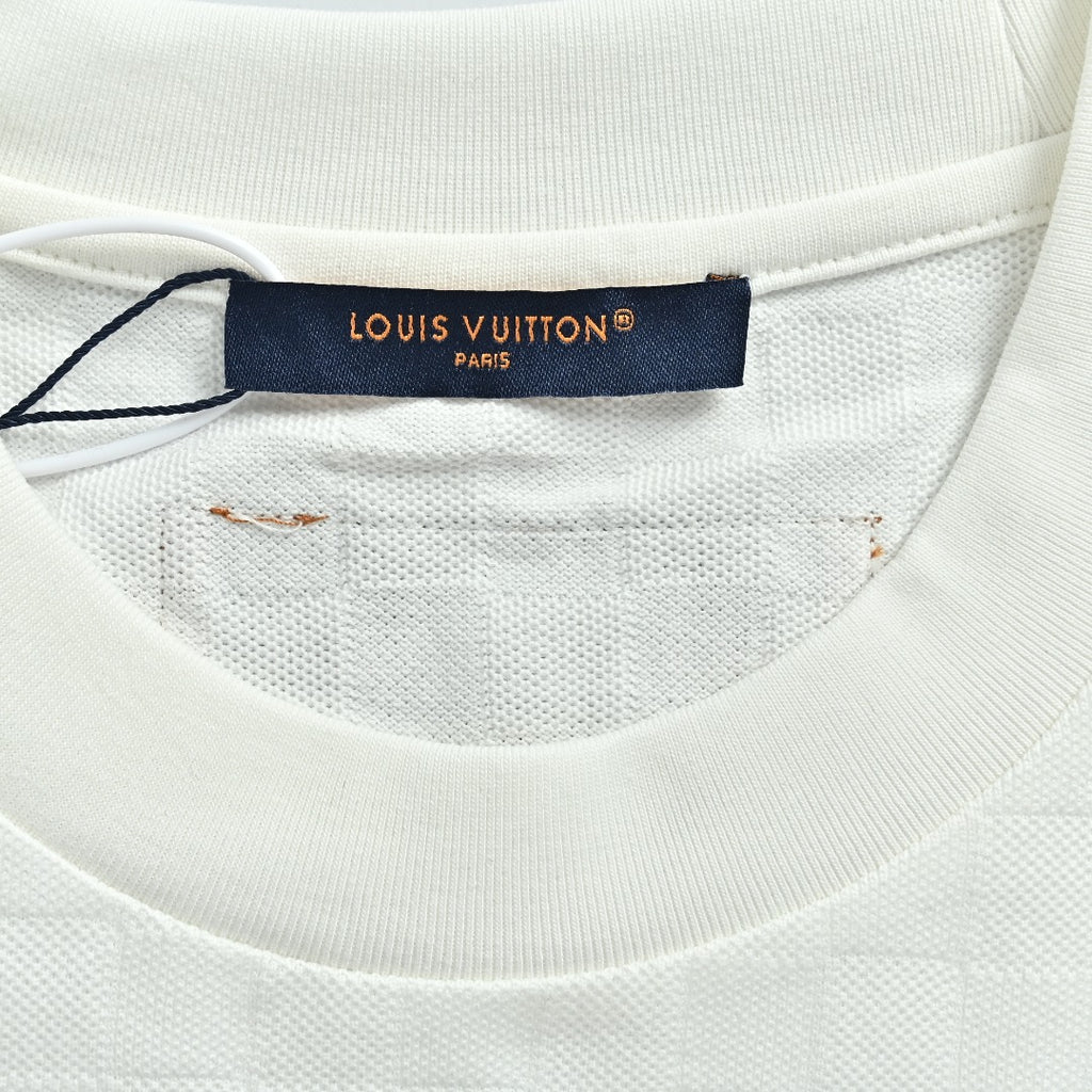 Louis Vuitton LV Damier Shadow Jacquard LV Lovers Appliqué Pocket Short-Sleeve T-Shirt
