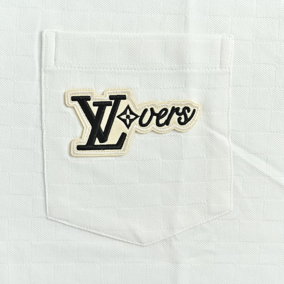 Louis Vuitton LV Damier Shadow Jacquard LV Lovers Appliqué Pocket Short-Sleeve T-Shirt