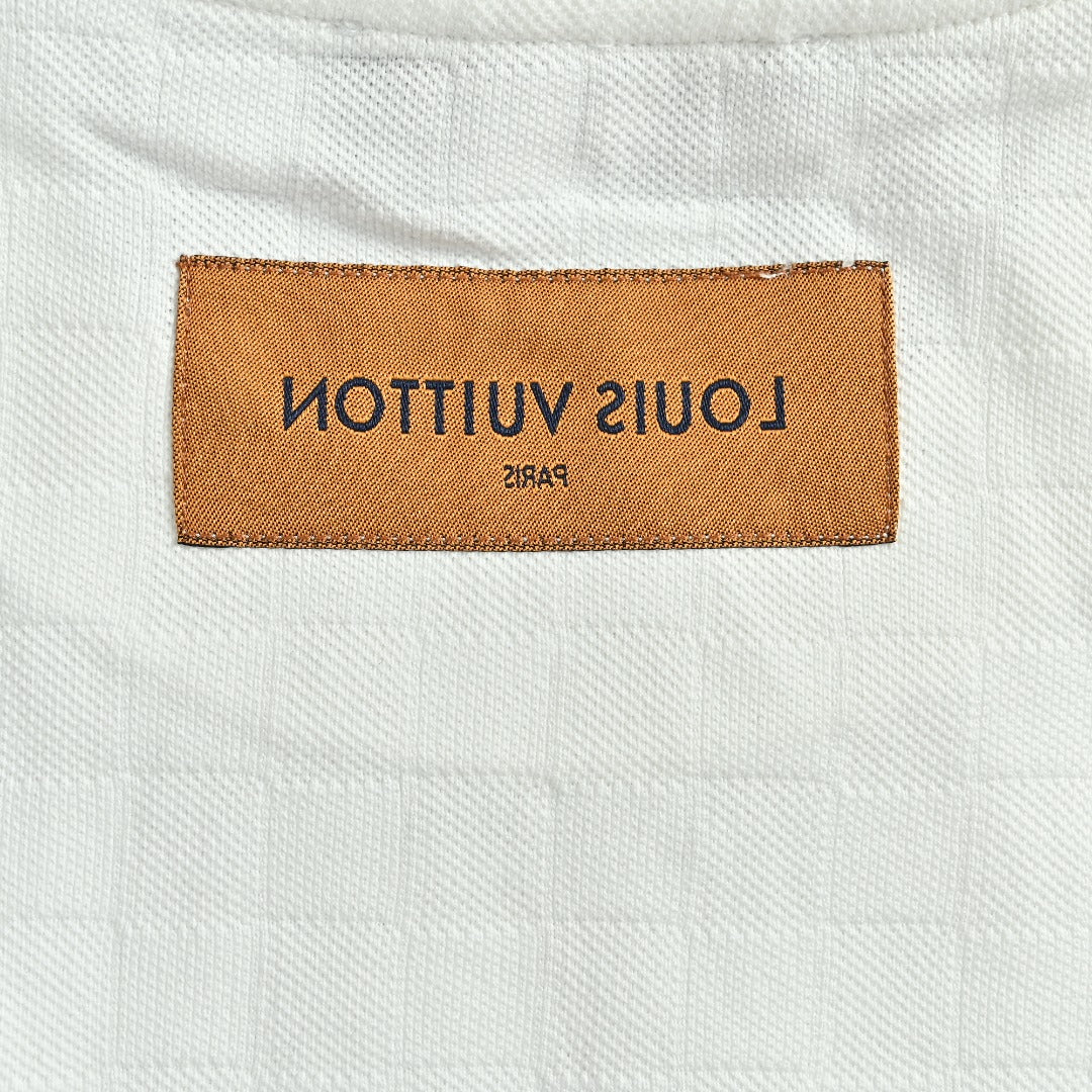 Louis Vuitton LV Damier Shadow Jacquard LV Lovers Appliqué Pocket Short-Sleeve T-Shirt