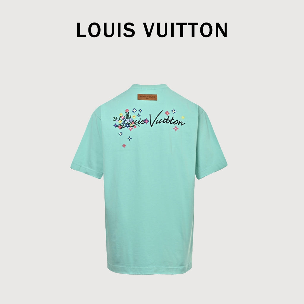 Louis Vuitton LV Multicolor Rainbow Embroidery Short-Sleeve T-Shirt