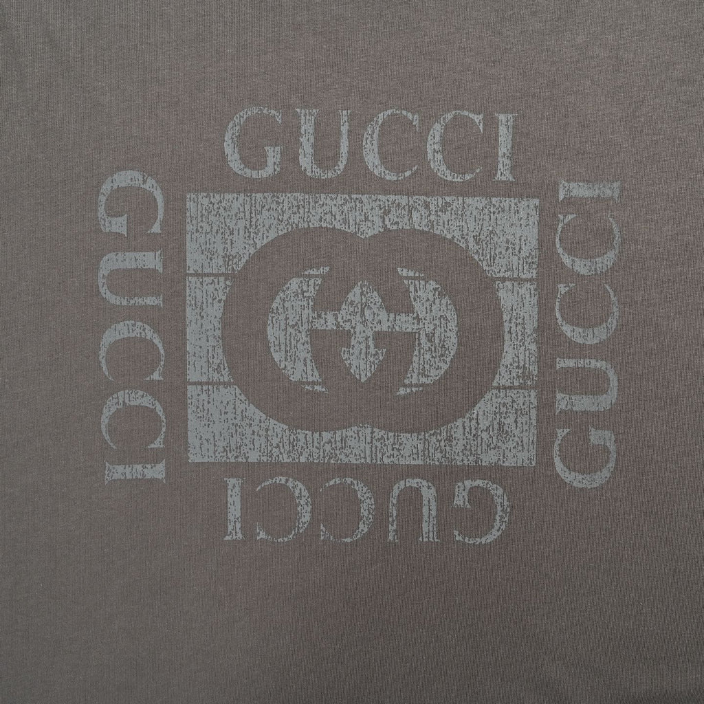 Gucci 26SS Distressed Block Logo Print Short-Sleeve T-Shirt