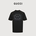 Gucci Cracked Grid GG Logo Print Short-Sleeve T-Shirt Black