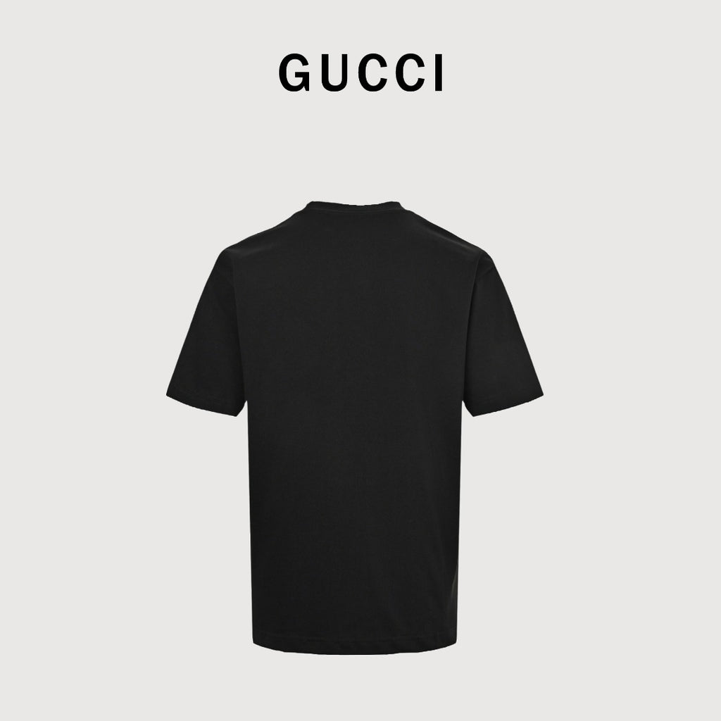 Gucci Cracked Grid GG Logo Print Short-Sleeve T-Shirt Black