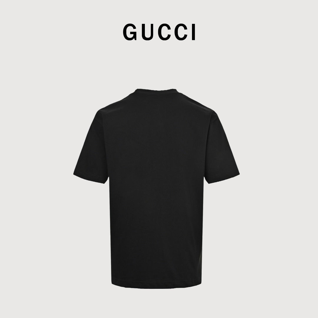 Gucci Cracked Grid GG Logo Print Short-Sleeve T-Shirt Black